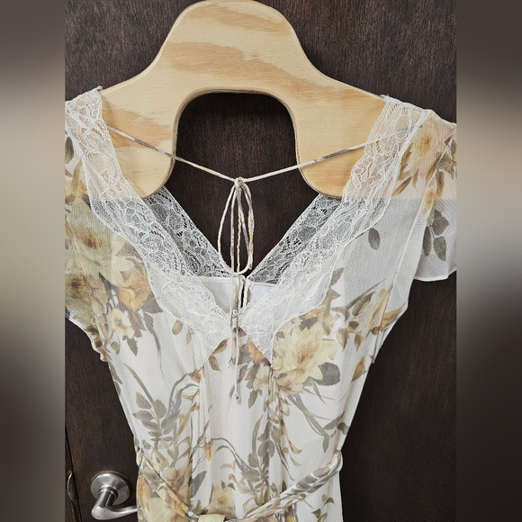 Reiss Emlin Floral Printed MIDI‎ Dress Ivory Yellow Fairy Cottage Lace NWOT - Picture 5 of 13